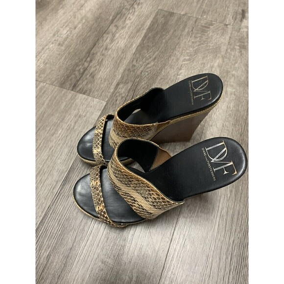 Dvf Diane von Furstenberg Snake‎ Print Wedge Sandals Size 6 - Picture 4 of 10